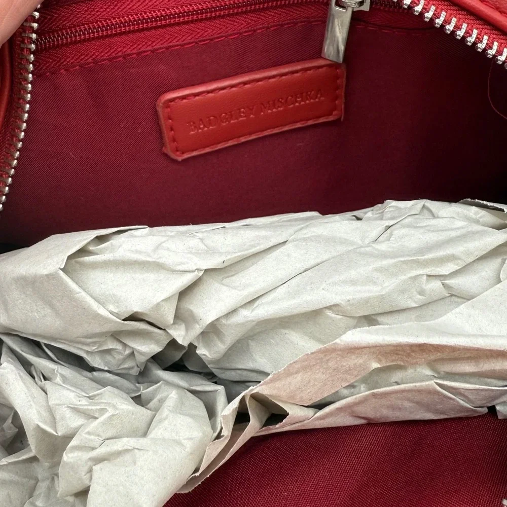 Badgley Mischka‎ Red Mini Studded Vegan Leather Backpack $99 NWT
